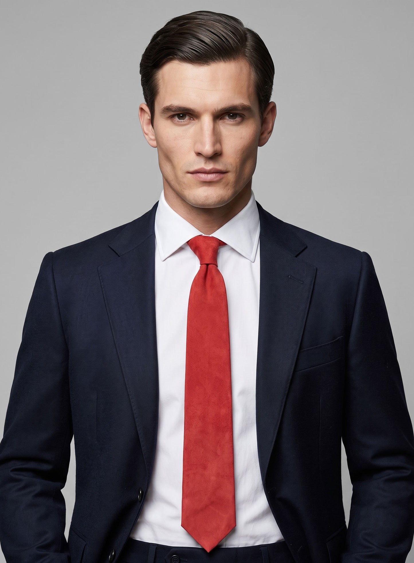 Lava Red Suede Leather Tie