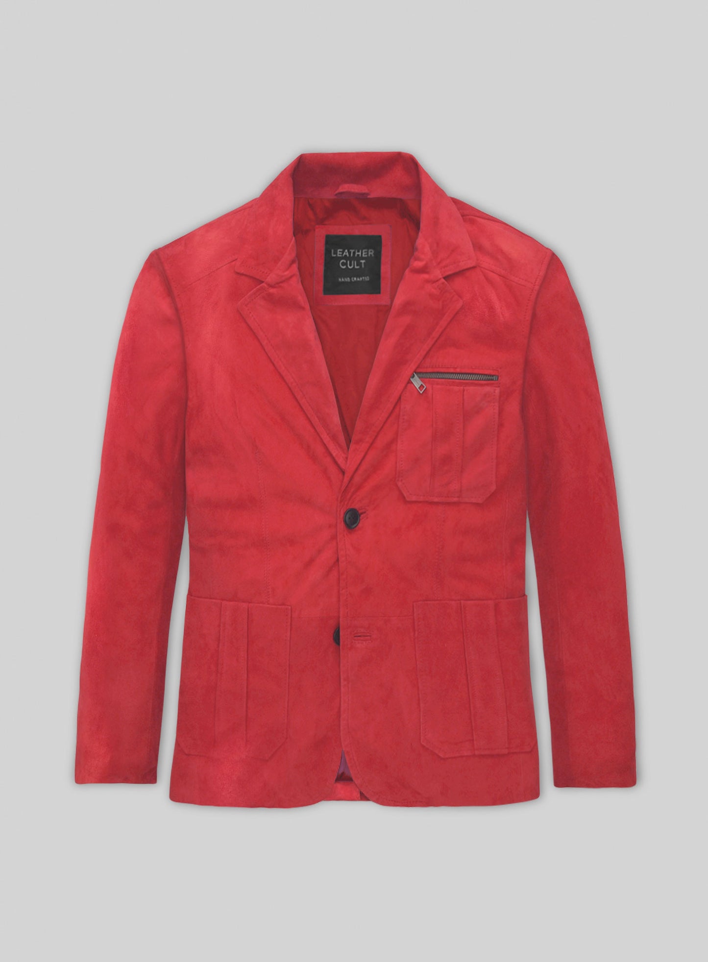 Lava Red Suede Leather Blazer - # 125