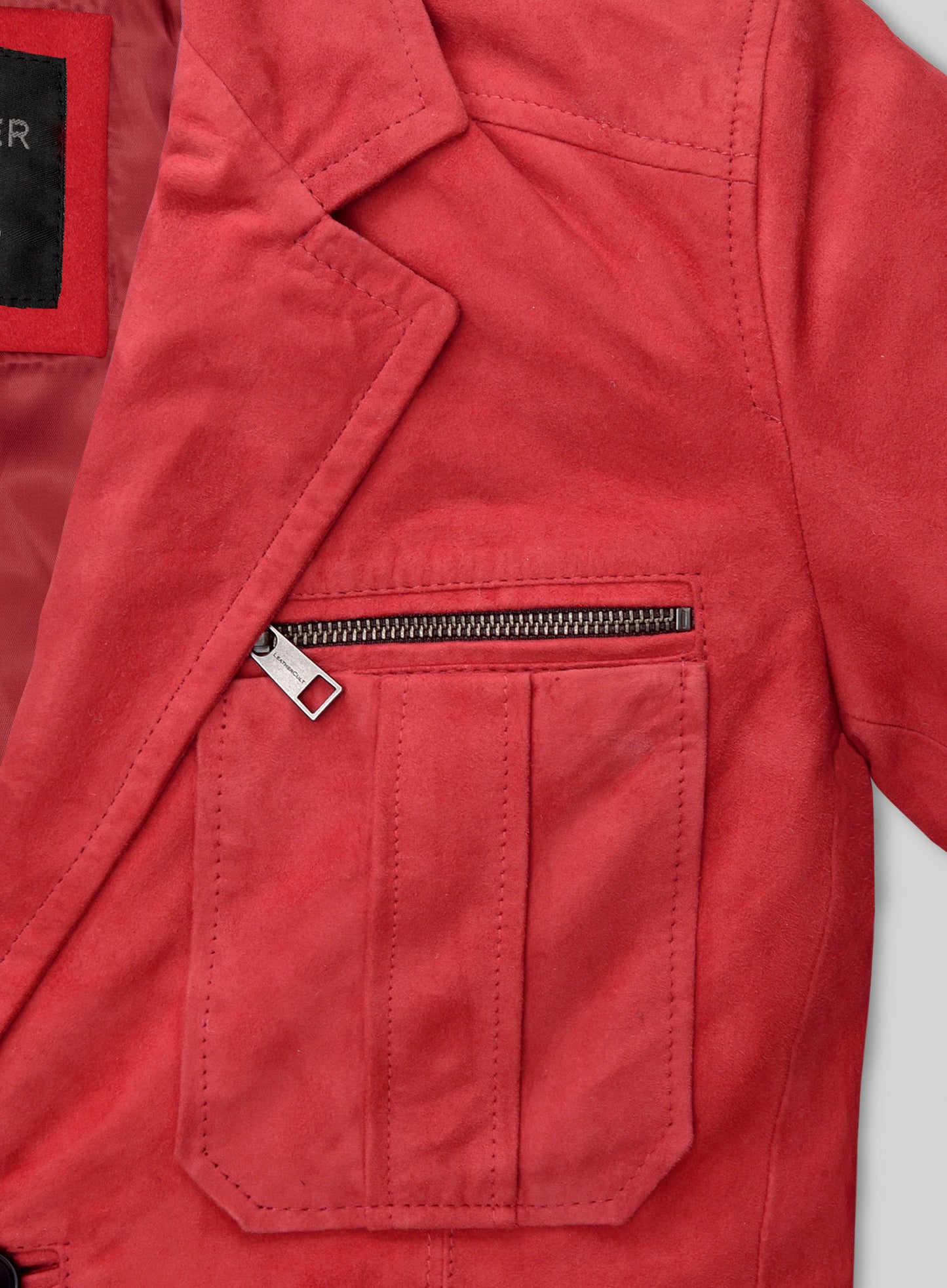 Lava Red Suede Leather Blazer - # 125