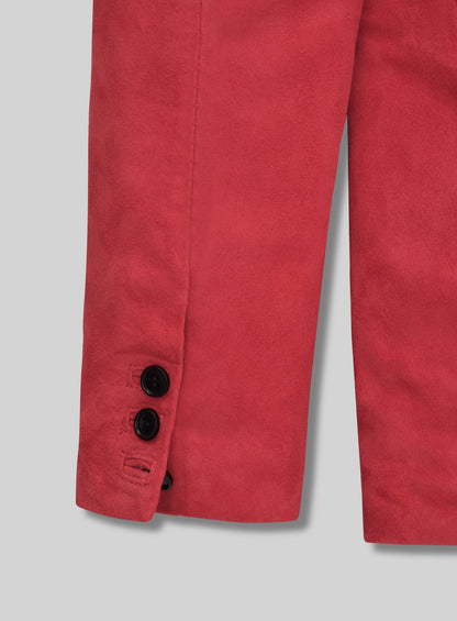 Lava Red Suede Leather Blazer - # 125