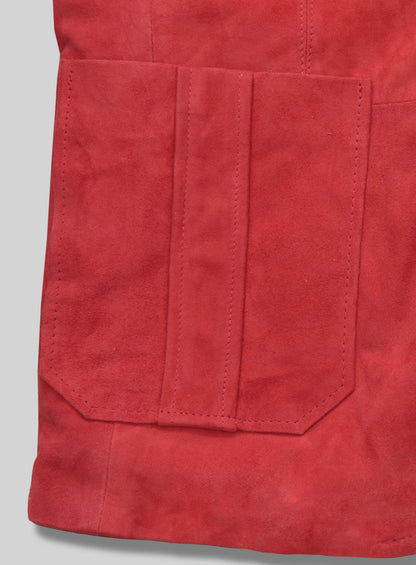 Lava Red Suede Leather Blazer - # 125