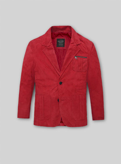 Lava Red Suede Leather Blazer - # 125
