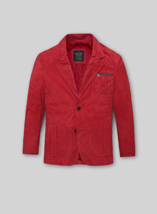 Lava Red Suede Leather Blazer - # 125