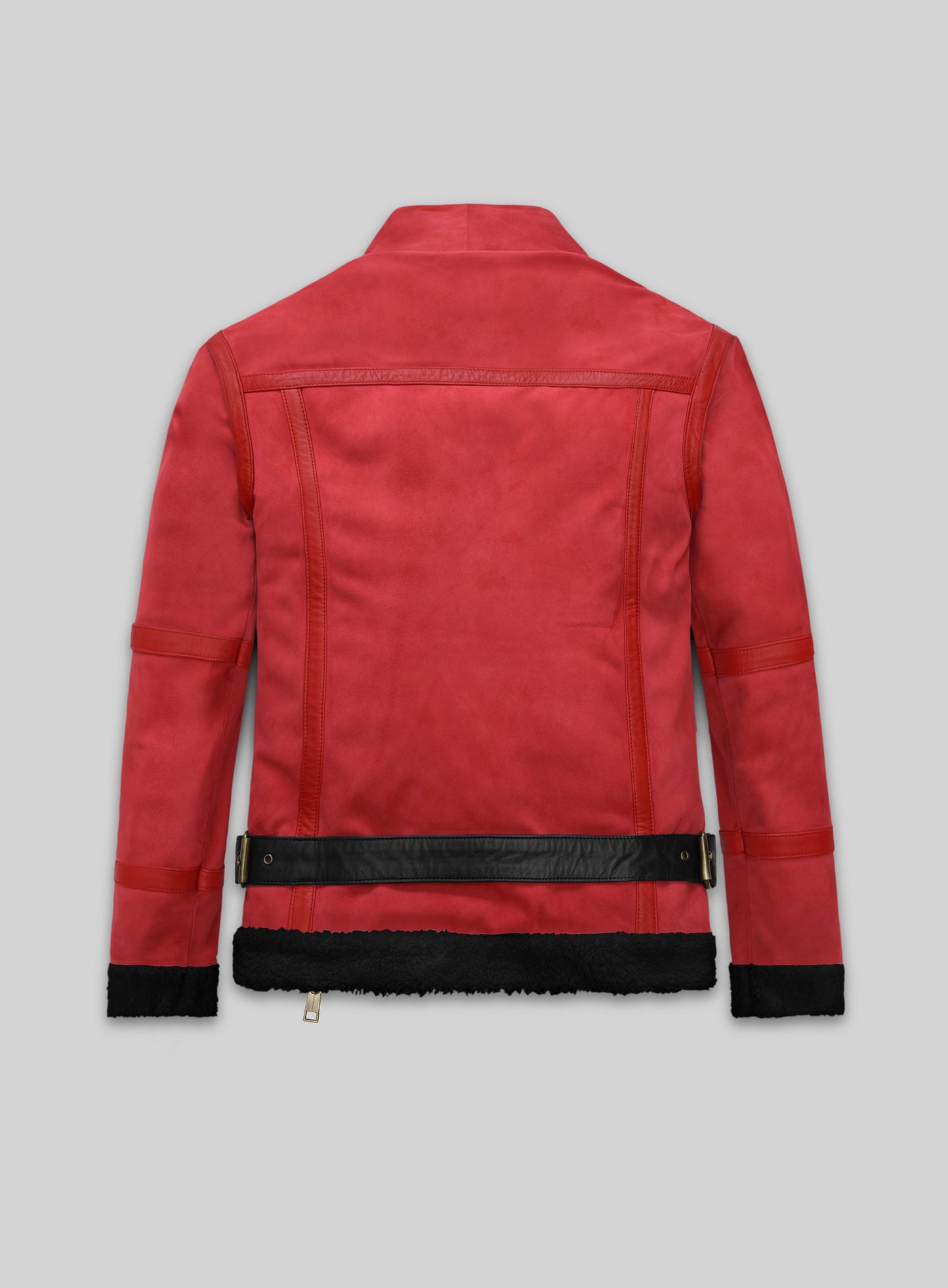 Lava Red Suede Ryan Reynolds Black Sherpa Leather Jacket