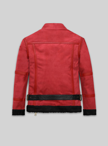 Lava Red Suede Ryan Reynolds Black Sherpa Leather Jacket