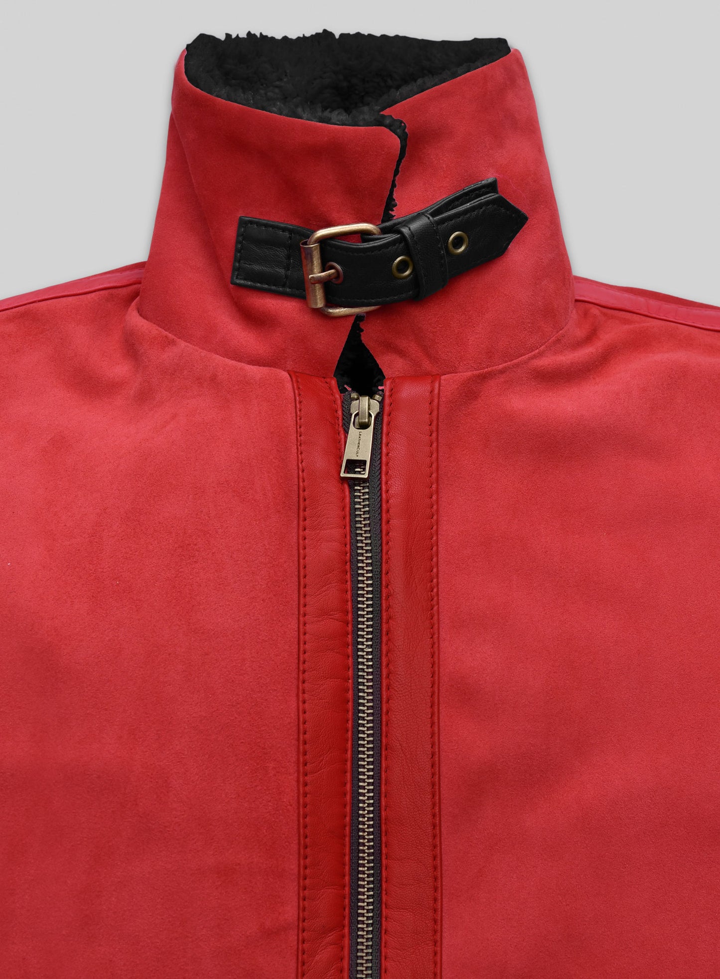Lava Red Suede Ryan Reynolds Black Sherpa Leather Jacket