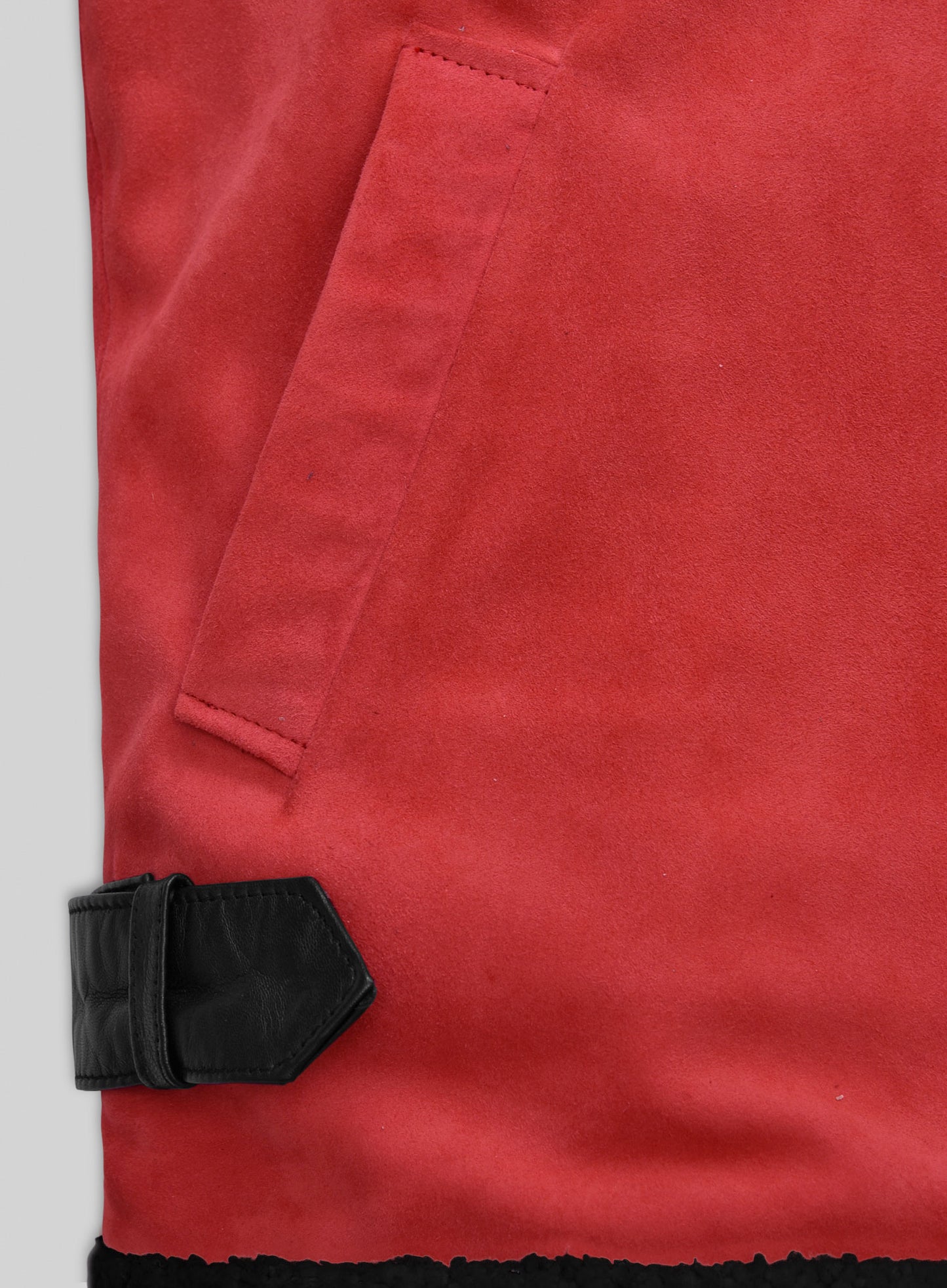 Lava Red Suede Ryan Reynolds Black Sherpa Leather Jacket