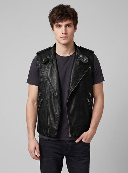 Leather Biker Vest # 313