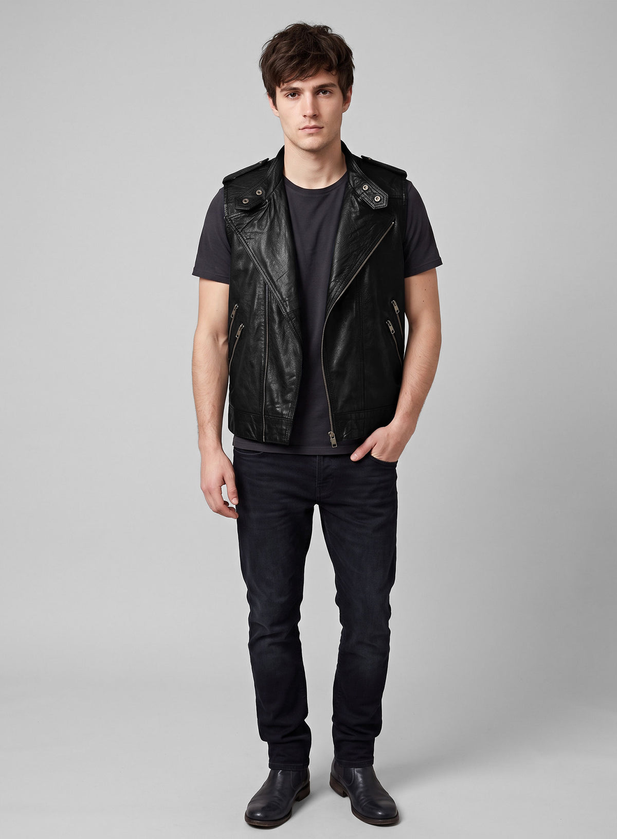 Leather Biker Vest # 313