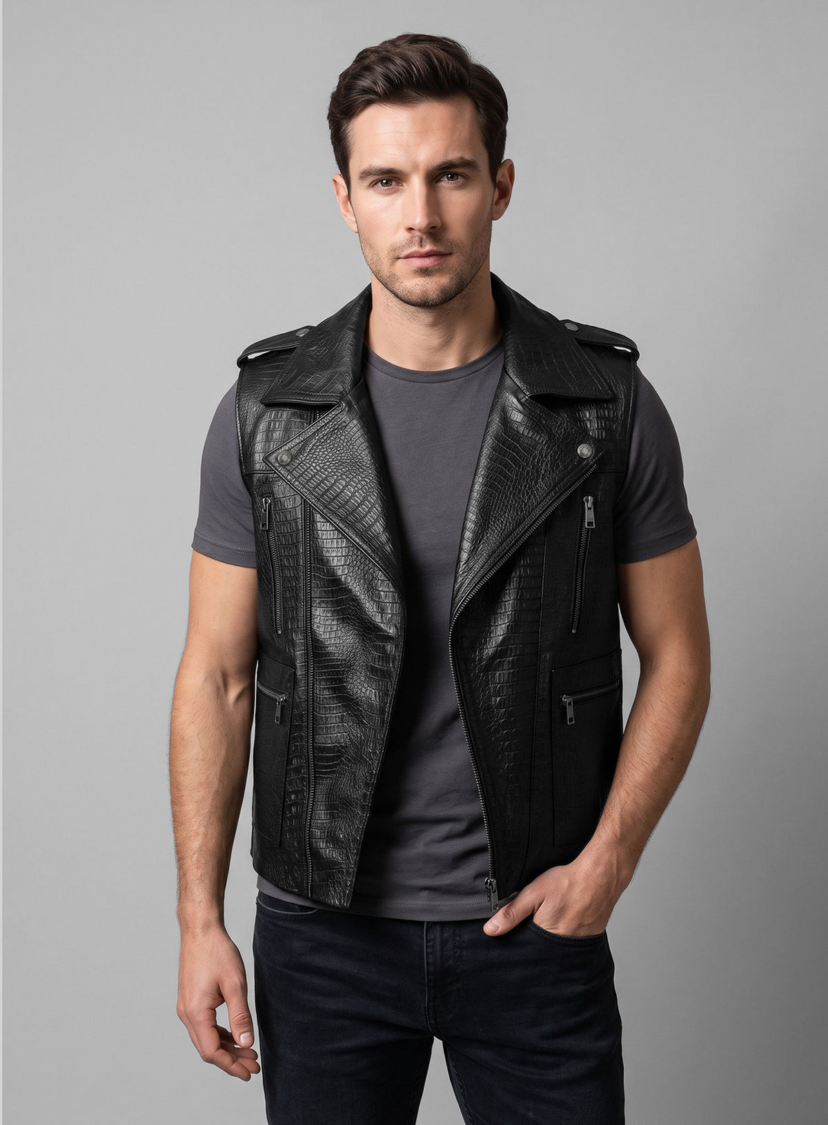 Leather Biker Vest # 319