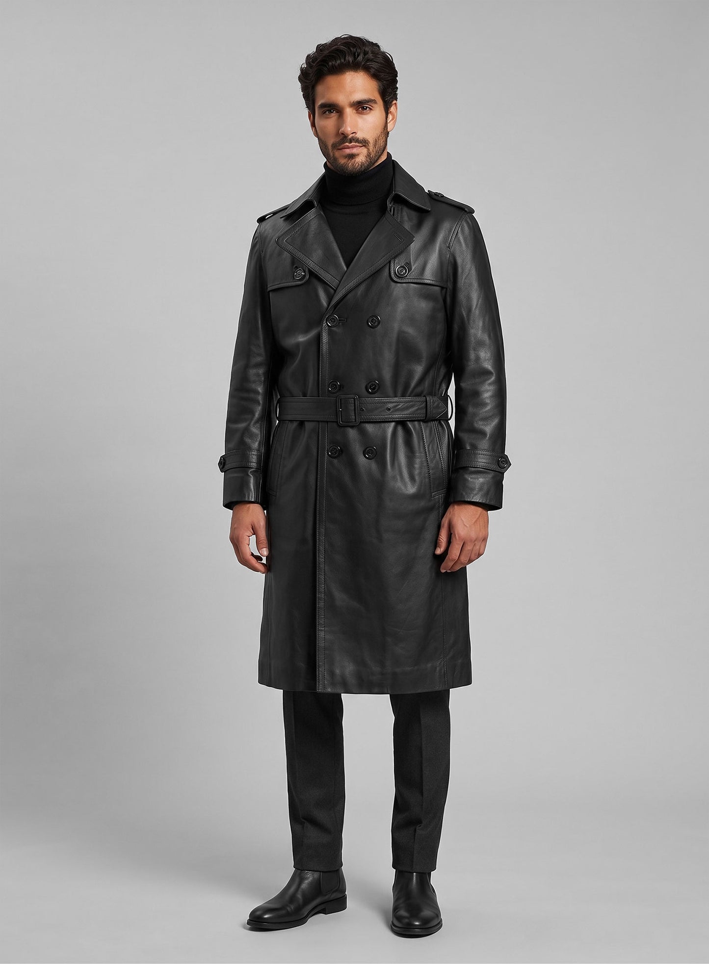Leather Long Coat #205