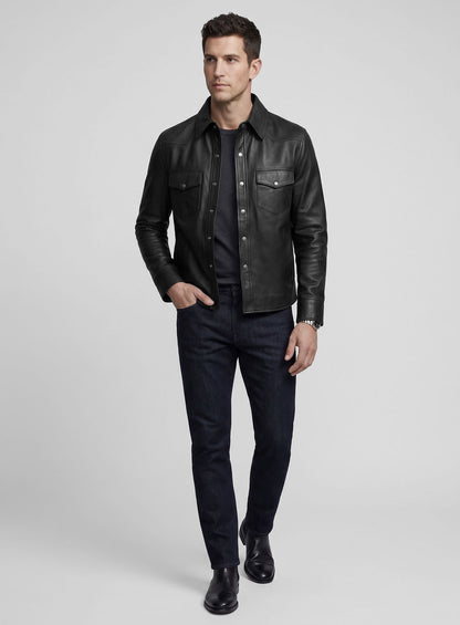 Leather Shirt Jacket - #1S
