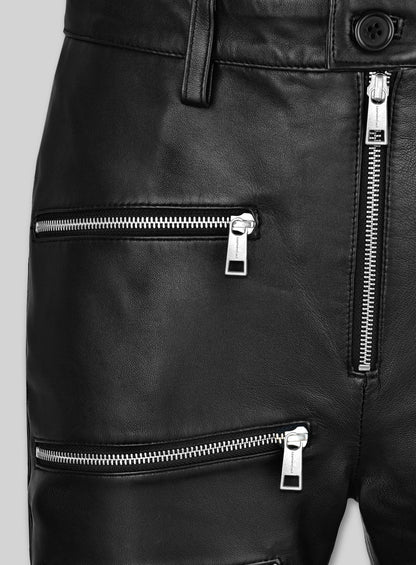 Leather Zipper Jeans - Style # 9