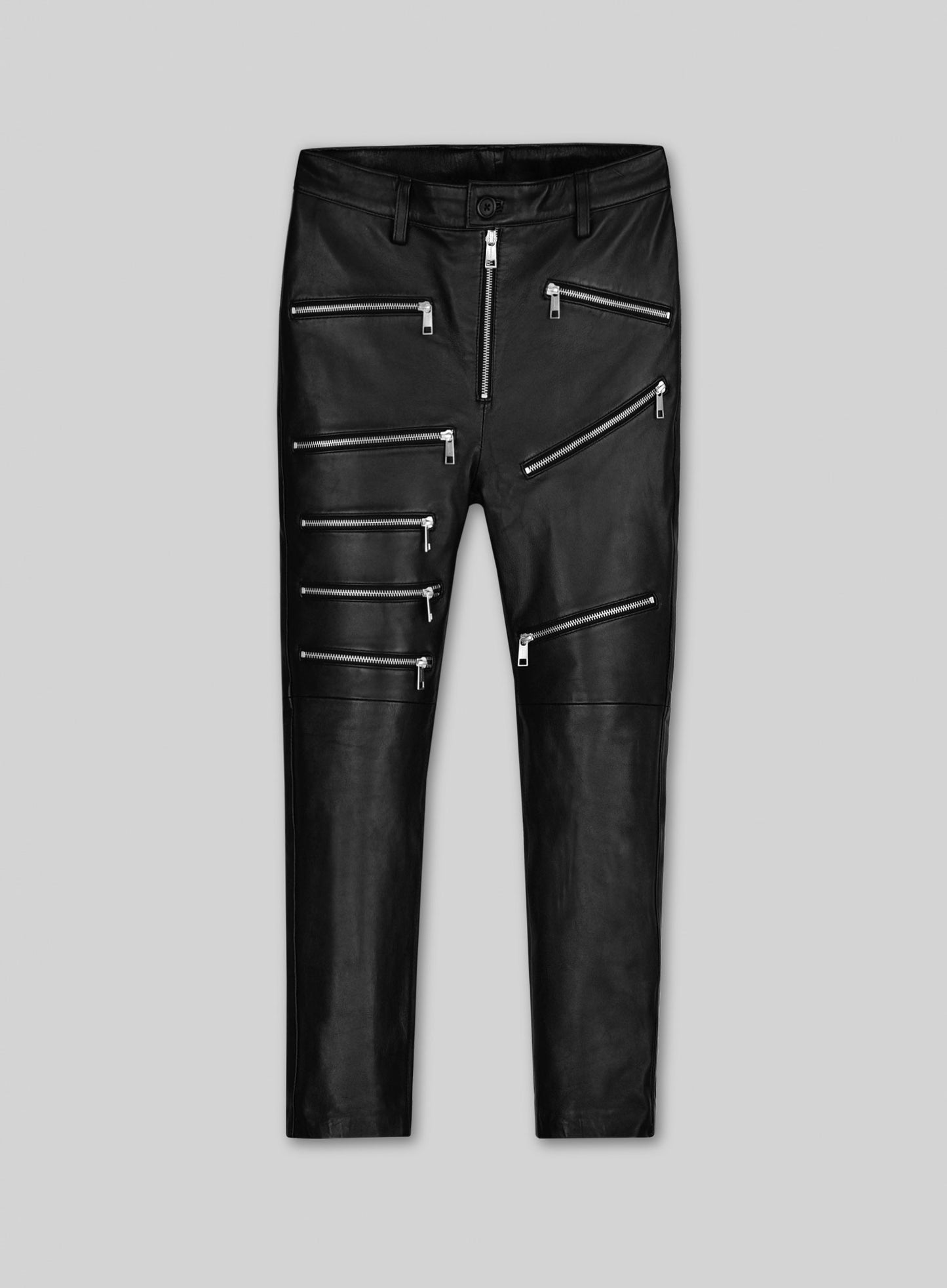 Leather Zipper Jeans - Style # 9
