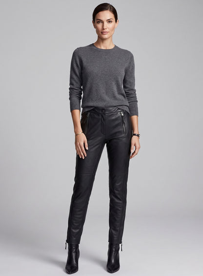 Leather  Biker Jeans - Style #502
