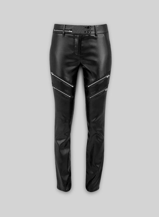 Leather  Biker Jeans - Style #504
