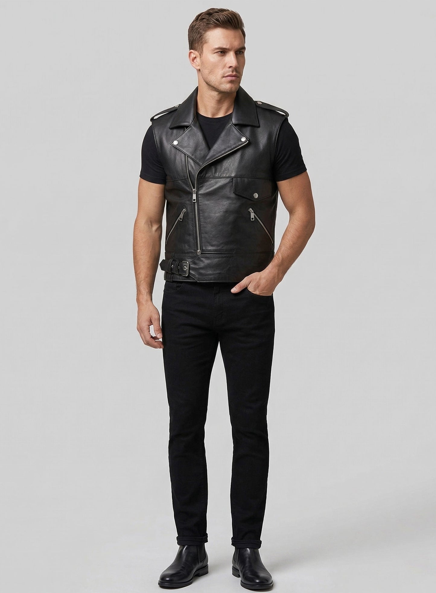 Leather Biker Vest # 331