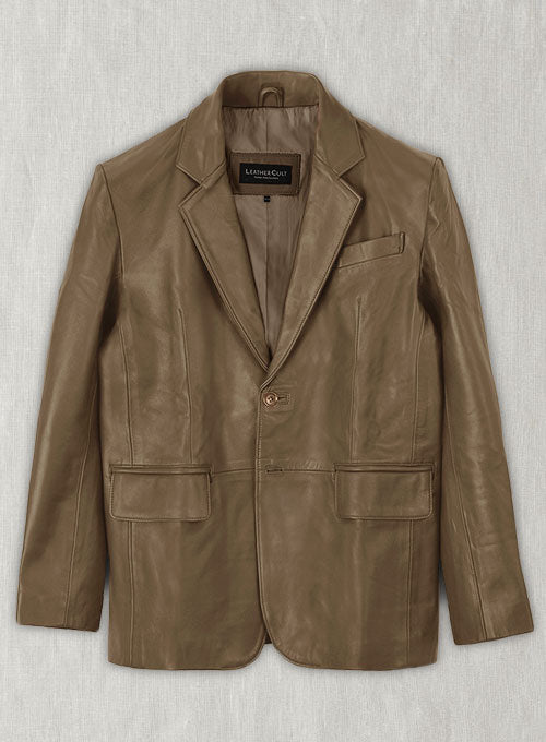 Italico Beige Leather Blazer - 46 Regular - LeatherCult