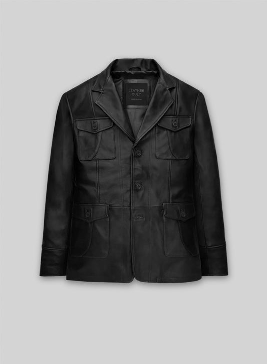 Black Leather Blazer #716 - 40 Long
