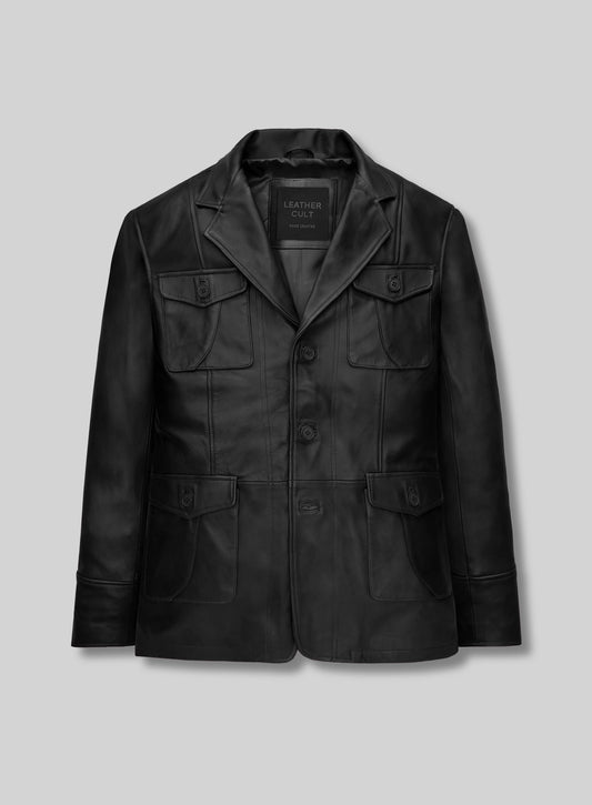 Black Leather Blazer #716 - 40 Long