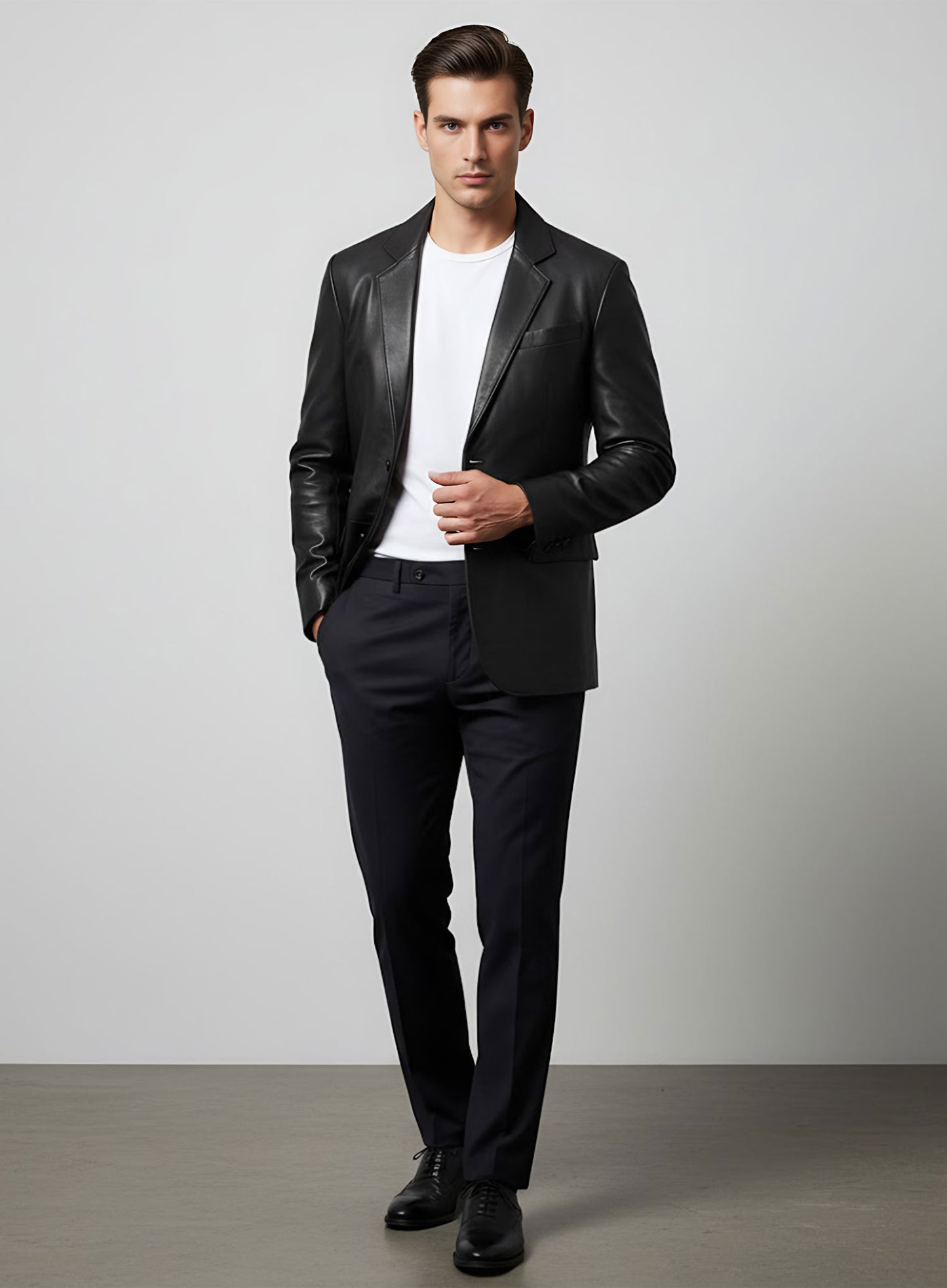 Black Stretch Leather Blazer