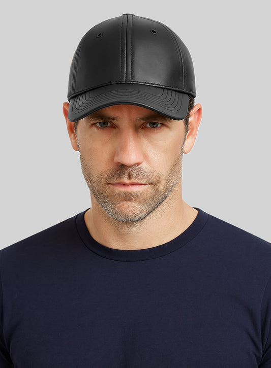 Black Leather Sport Cap