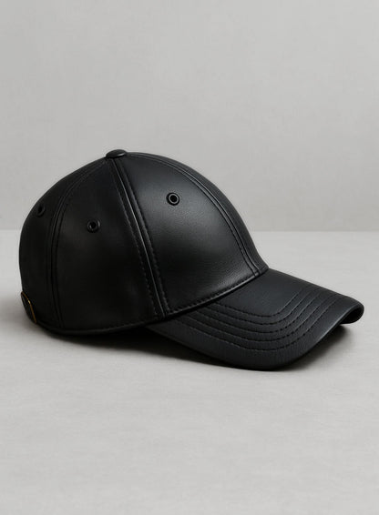 Black Leather Sport Cap