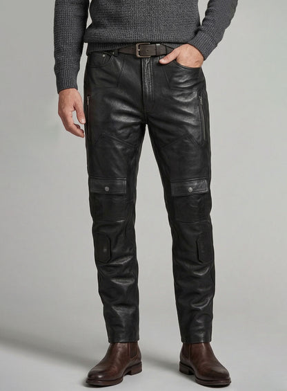 Leather Cargo Jeans - Style 08-5