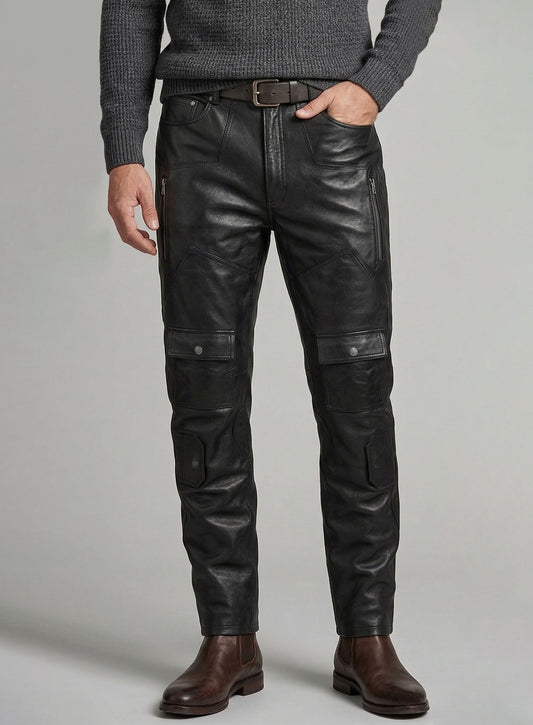 Leather Cargo Jeans - Style 08-5