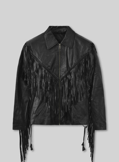 Leather Fringe Jacket #1006