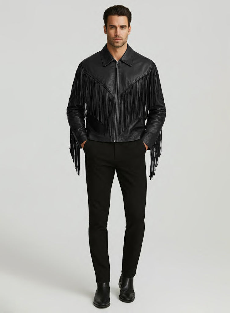 Leather Fringe Jacket #1006