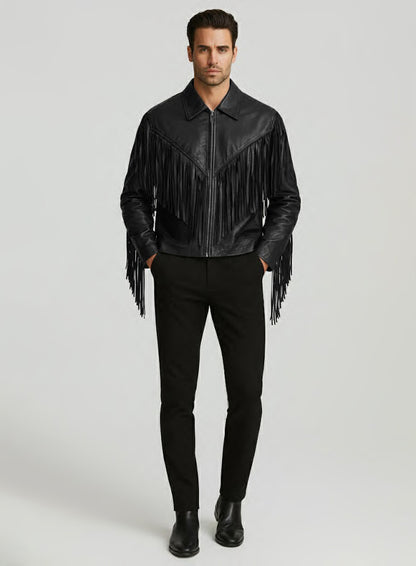 Leather Fringe Jacket #1006