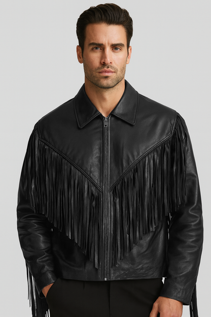 Leather Fringe Jacket #1006