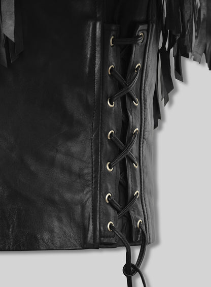 Leather Fringe Jacket #1006