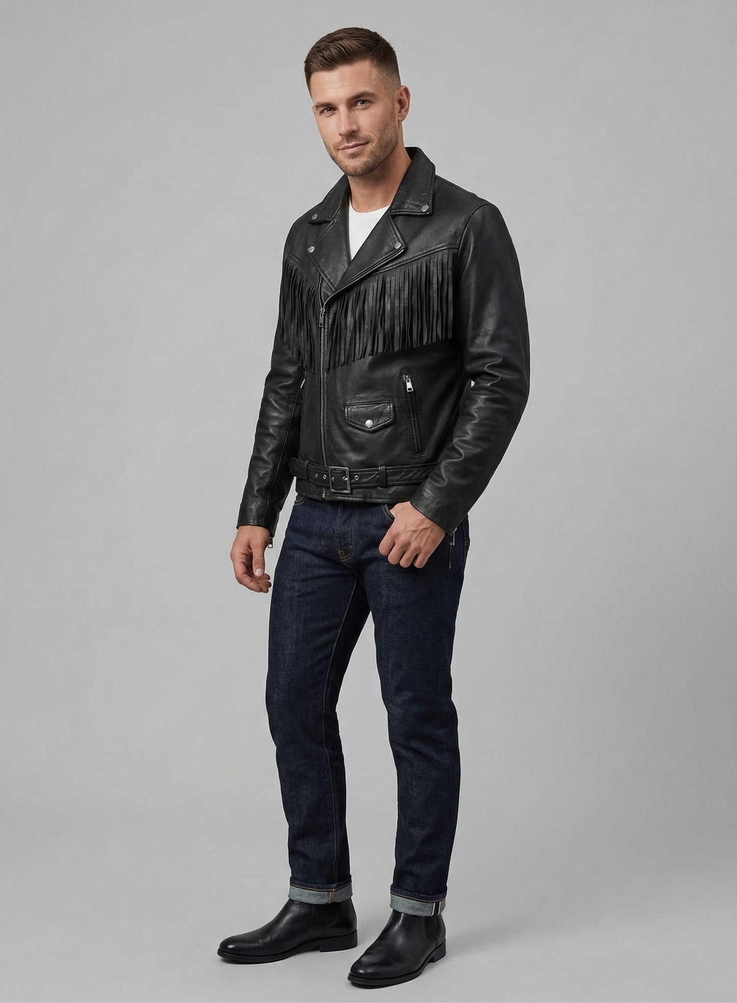 Leather Fringe Jacket #1009