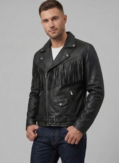 Leather Fringe Jacket #1009