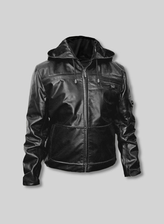 Leather Hood Jacket #704
