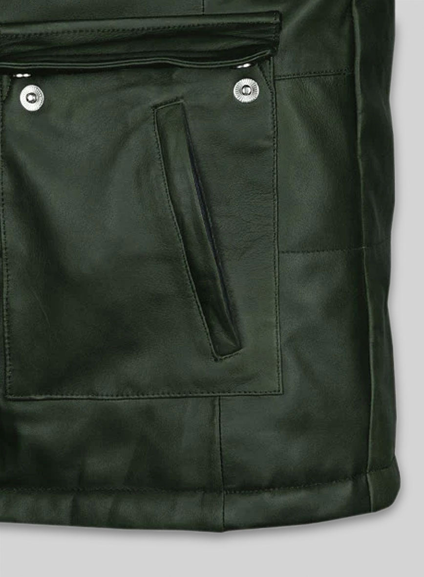 Soft Deep Olive Leather Jacket # 1000