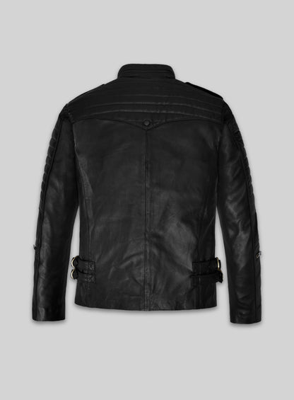 Thick Black Leather Jacket # 641