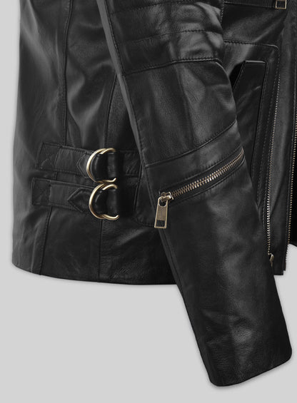 Thick Black Leather Jacket # 641
