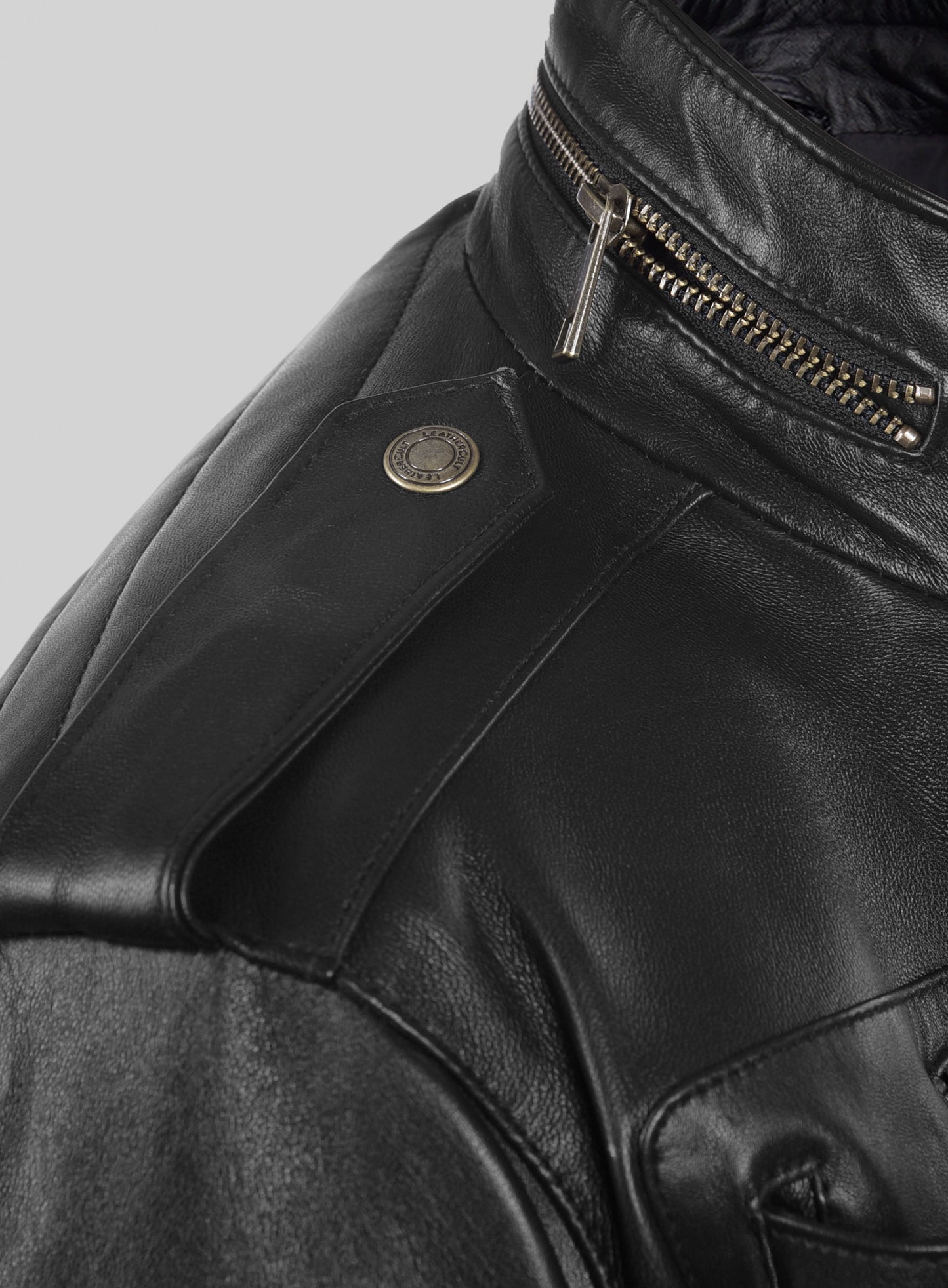 Thick Black Leather Jacket # 641