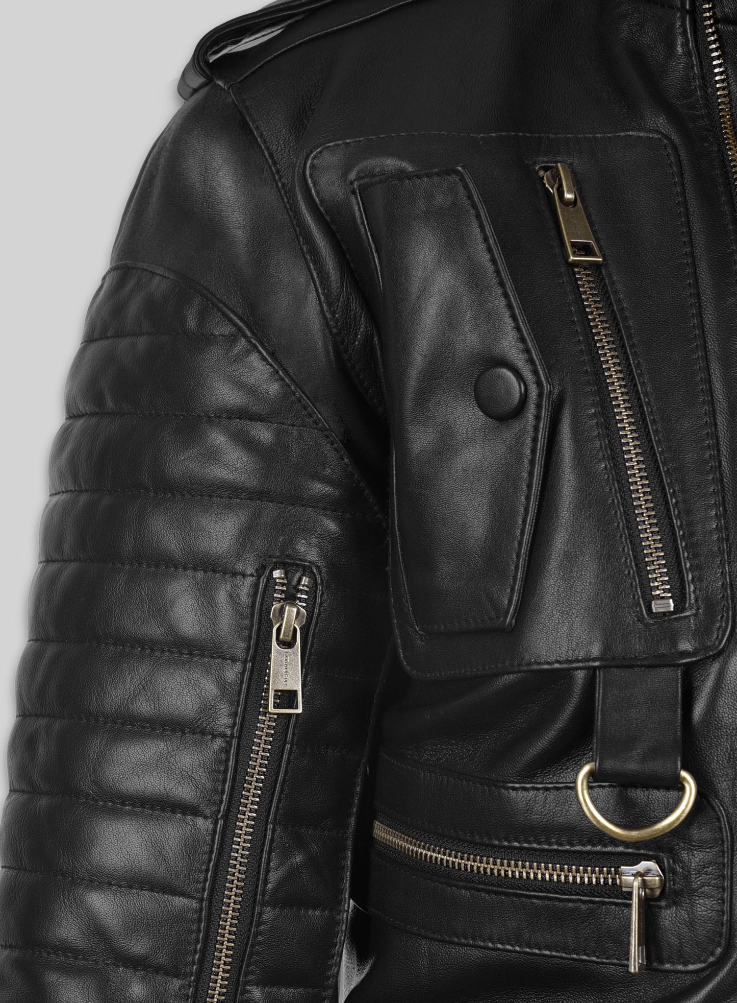 Thick Black Leather Jacket # 641