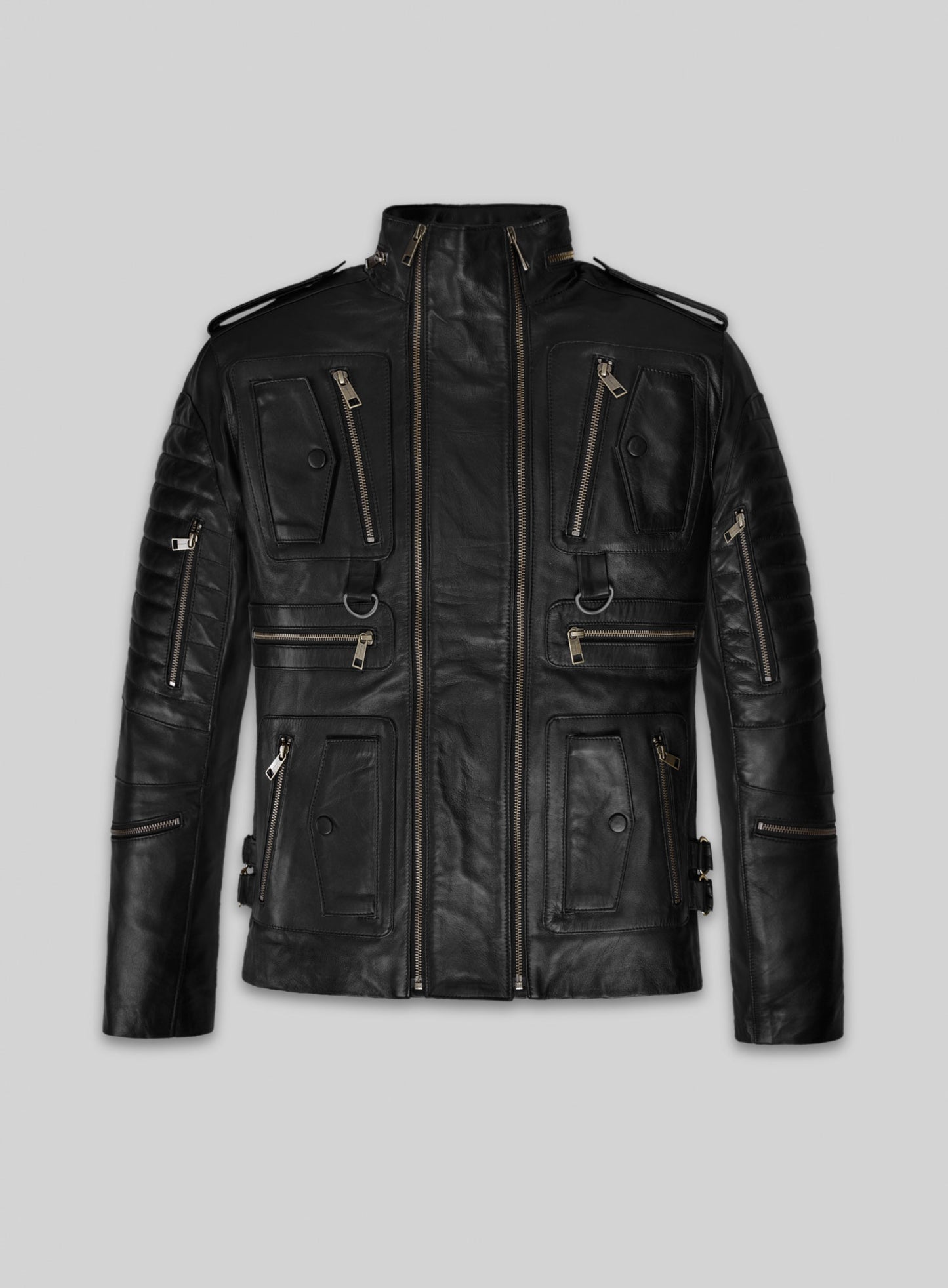 Thick Black Leather Jacket # 641