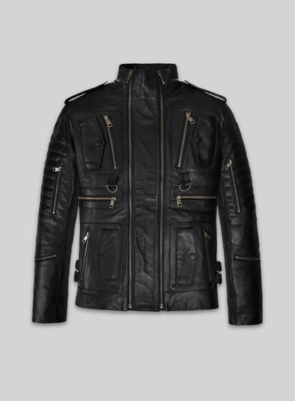 Thick Black Leather Jacket # 641