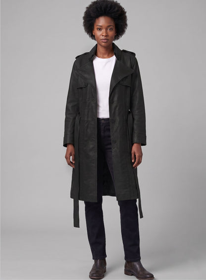 Leather Long Coat #203