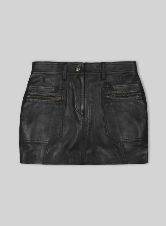 Leather Mini Skirt with Pockets