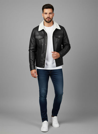 Leather Sherpa Jacket