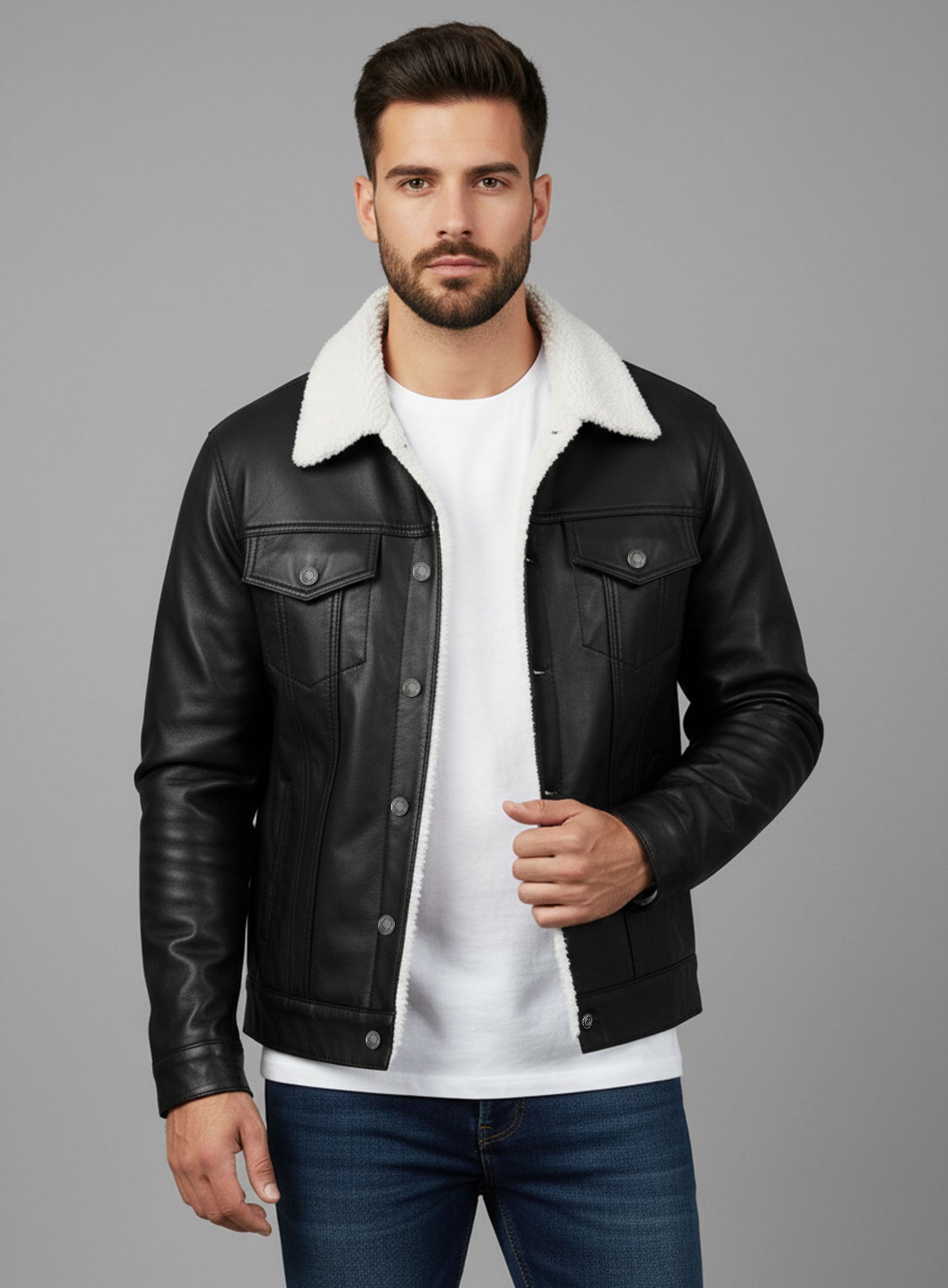 Leather Sherpa Jacket