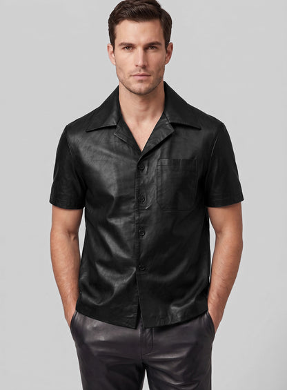 Leather Shirt Half Sleeves #1