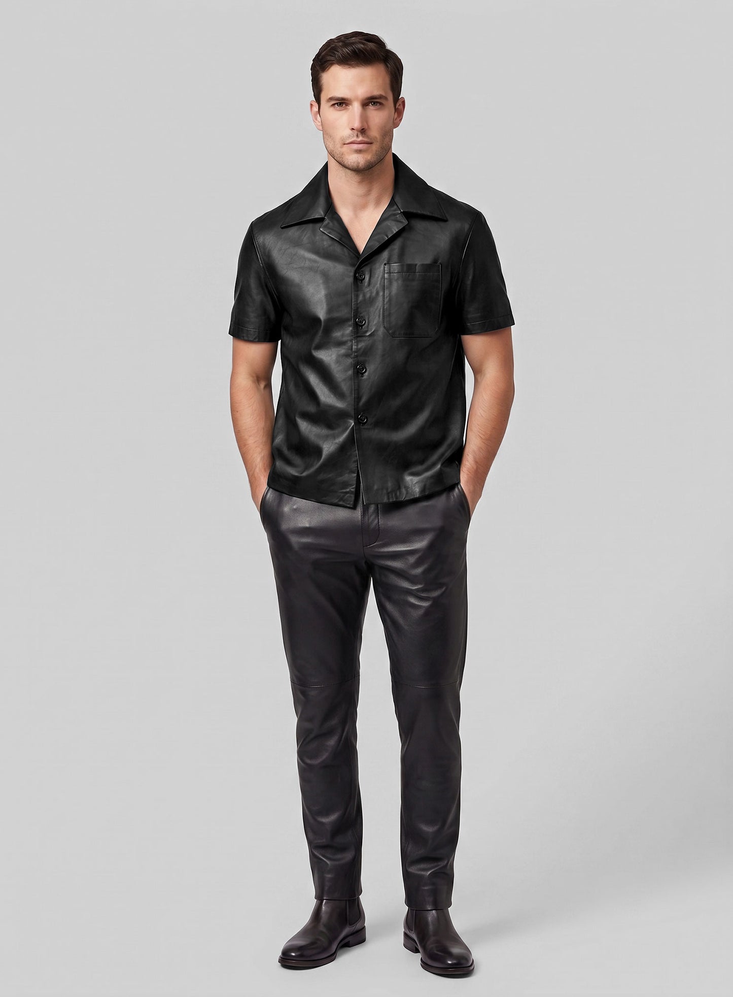 Leather Shirt Half Sleeves #1